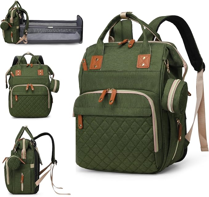 Diaper Bag with Changing Station, Waterproof 3 in 1 Baby Diaper Backpack with