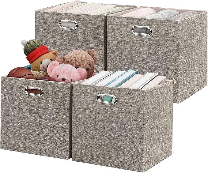 Posprica Storage Bins, 11×11 Foldable Storage Cubes Boxes Container Closet
