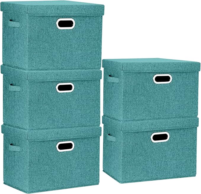 TYEERS Large Storage Bins with Lids, Collapsible, Fabric Storage Boxes
