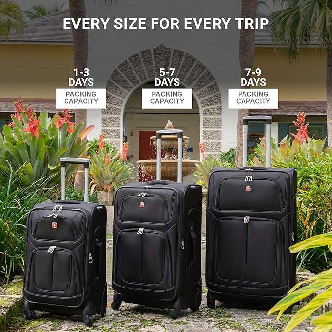 SwissGear Sion Softside Expandable Luggage – Large Checked Suitcase