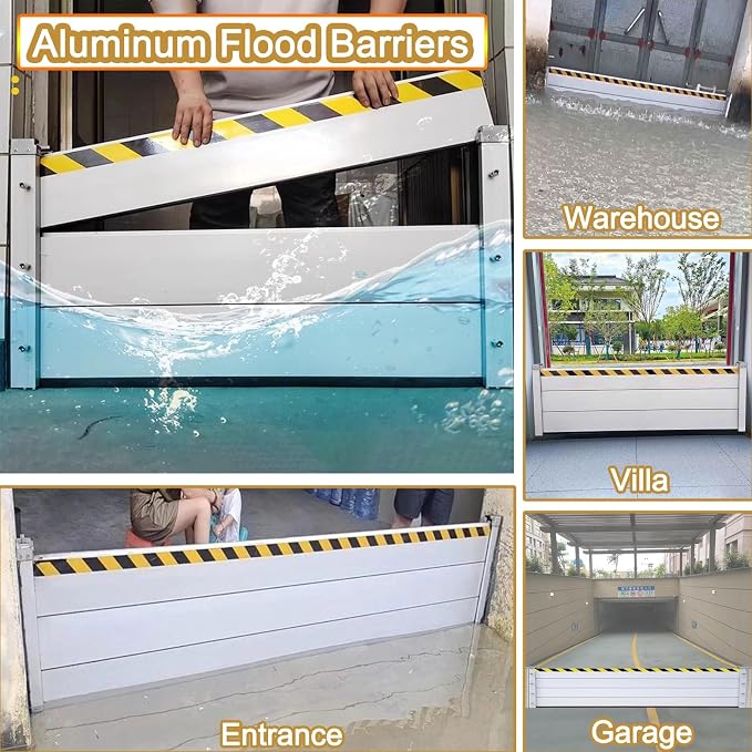 Reusable Flood Barrier, 3/4/5/6/7/8/9/10/11/12/13ft Long Heavy Duty Aluminum
