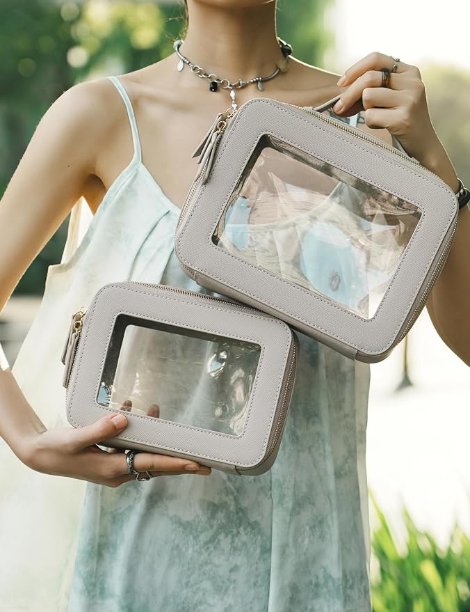Popvibe Clear Makeup Bag Travel Cosmetic Case Transparent Toiletry Bag