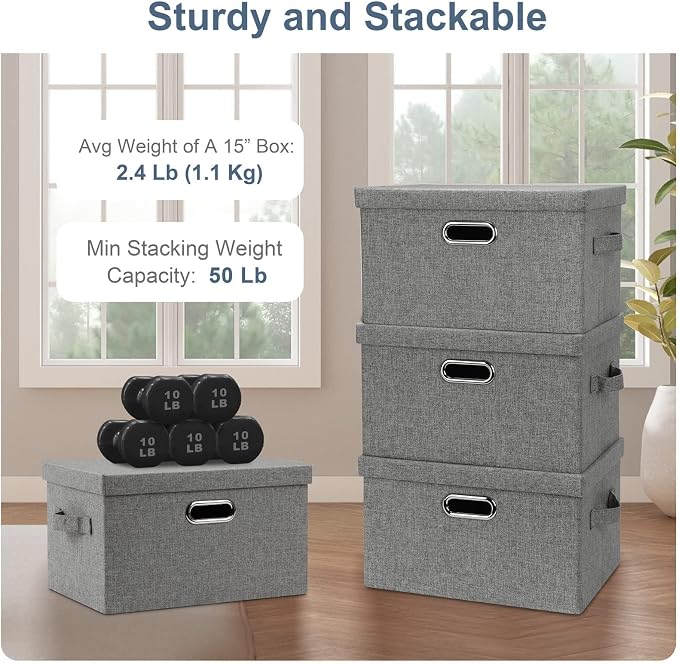 Medium 15" 21 Quart Collapsible Stackable Storage Bins