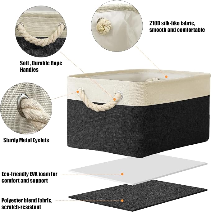 SIMPLE HOUSEWARE Large Fabric Storage Bin, 15.7" x 12"