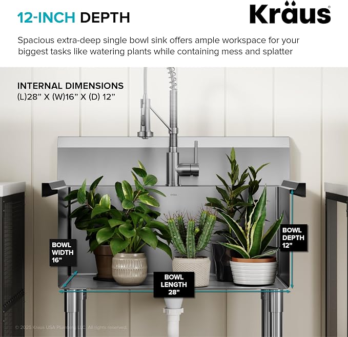 KRAUS Standart Pro 32 Inch 18-Gauge Stainless Steel Scullery Sink, 24 Gallon