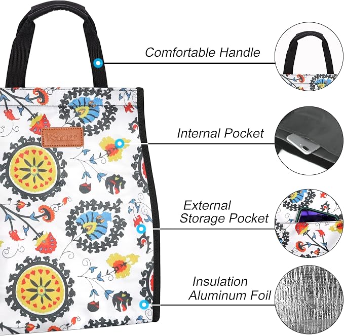 Lunch Bags for Women Insulated Reusable Lunch Tote