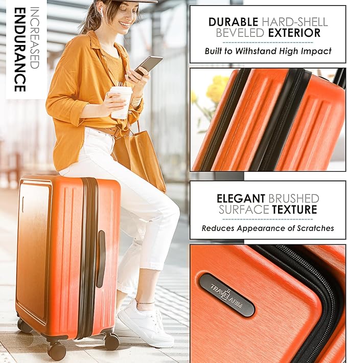 Hard Shell Luggage Sets with Spinner Wheels 4 Piece, Expandable Large Suitcases