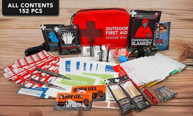 152 PCS Waterproof First Aid Kit, Portable Small Boat Dry Bag Bug Out Bags