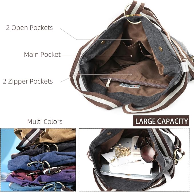 Goodhan WomCanvas Backpack Daypack Casual Shoulder Bag, Vintage Heavy-duty