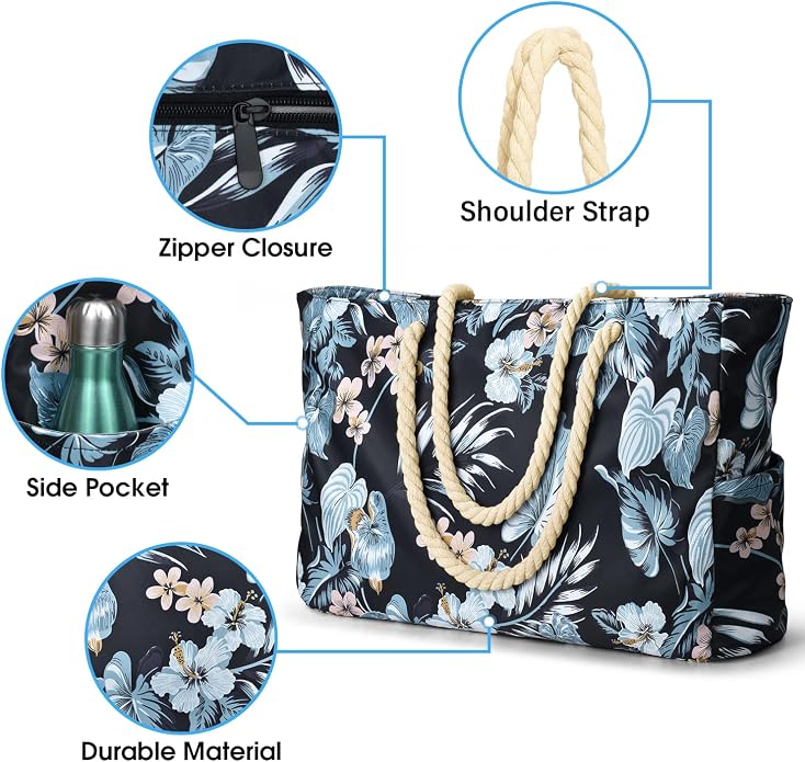 Becokan Beach Bag Large Beach Tote Bag