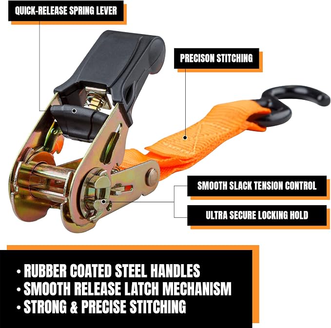 Cartman 1" x 15' Ratchet Tie Down up to 1500lbs 4pk in Carry Bag,