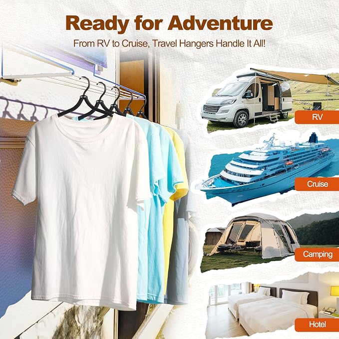 HOUSE DAY Foldable Travel Hangers 10 Pack w/10 Clips, Cruise Essentials 2025