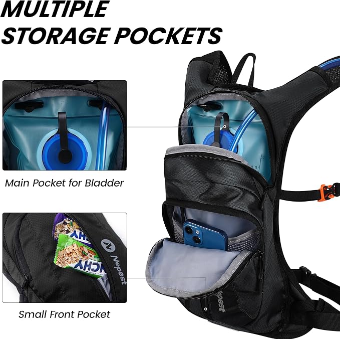 Nepest Hydration Pack Backpack for Women & Men, Lightweight Water Backpack