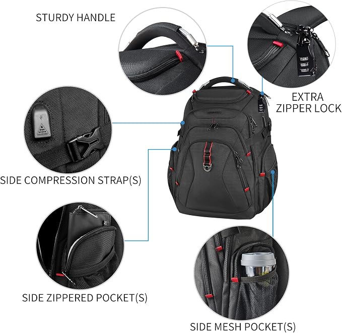 KROSER Travel Laptop Backpack 17.3 Inch XL Computer Backpack