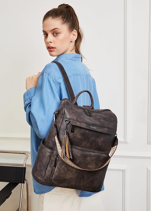 Shrrie Vegan Leather Laptop Backpack