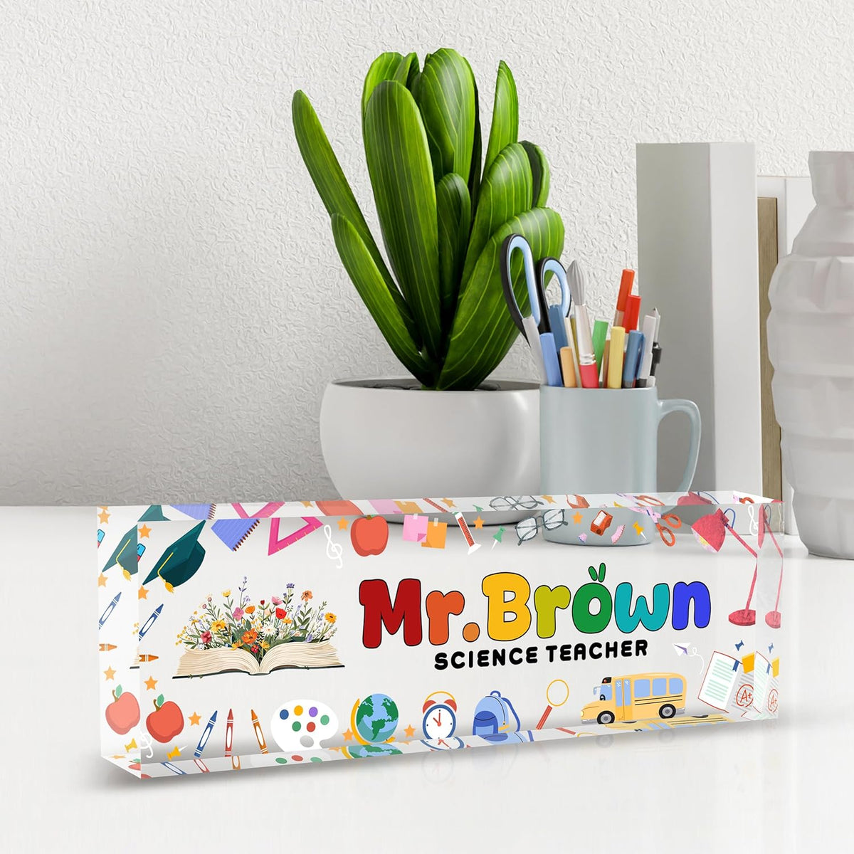 Custom Name Plate for Desk, Teacher Desk Name Plate Personalized, Office Desk Decor for Women and Men, Employee Appreciation Gifts Office Gifts for Teacher