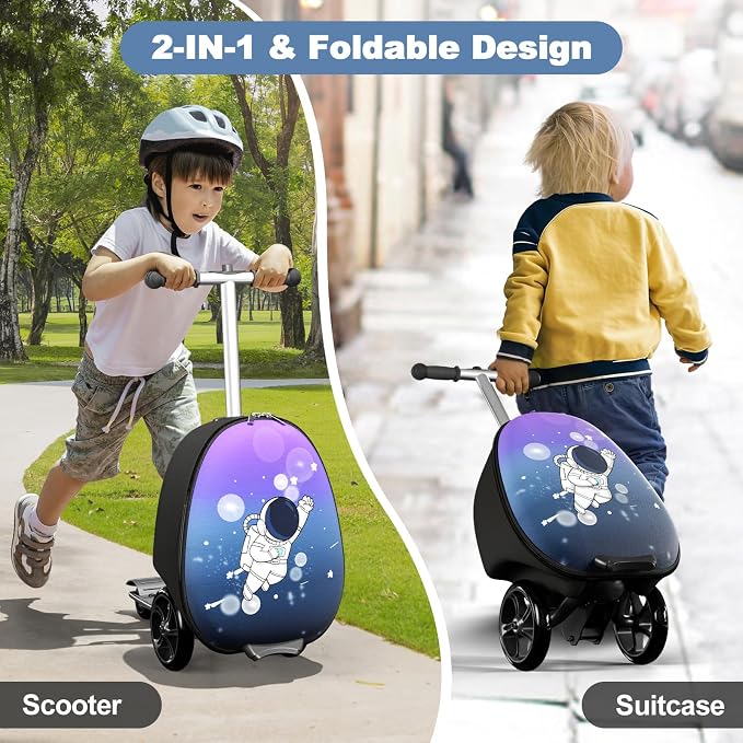 2-in-1 Ride-On Scooter Suitcase, Scooter Luggage