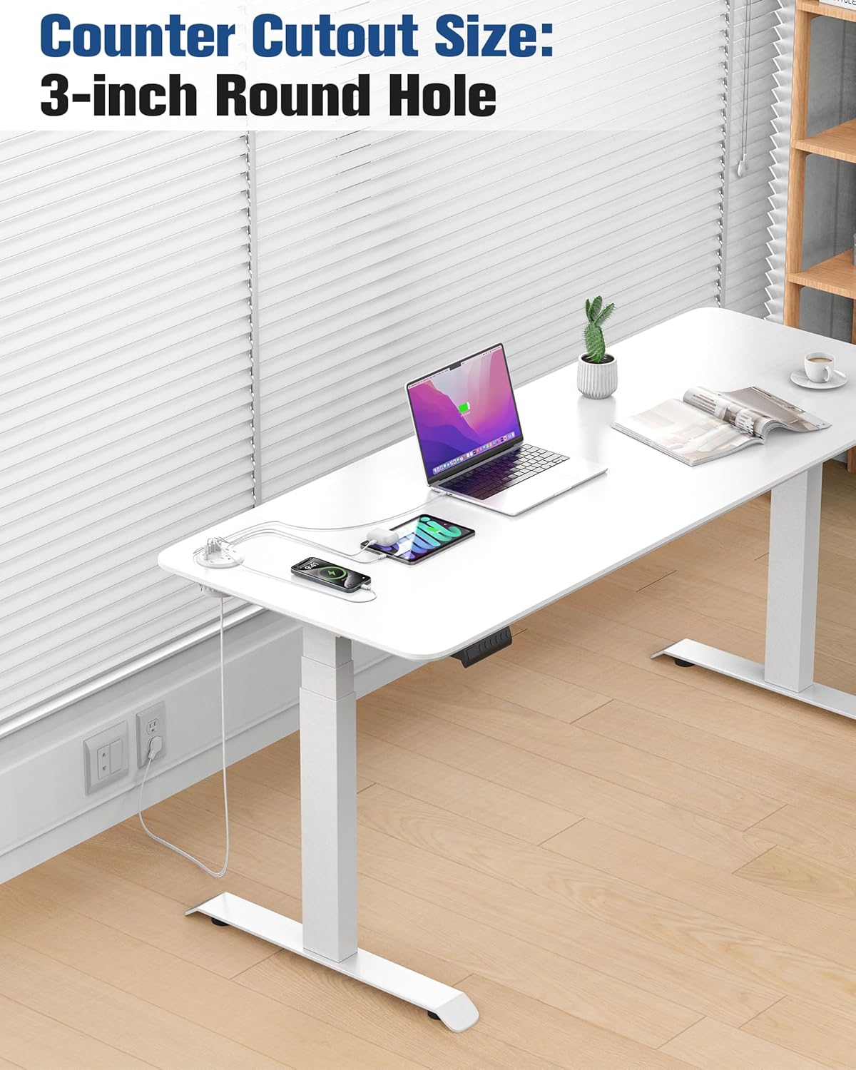 Jgstkcity 65W USB-C Hidden Desktop Power Grommet: 1 AC Outlet,8 USB Charging Ports,3'' Hole Flush Mount Pop-Up Power for Conference Tables & Nightstands (Whtie, 6 FT)