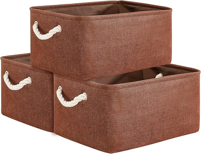 TheWarmHome Decorative Basket Rectangular Fabric Storage Bin Organizer Basket