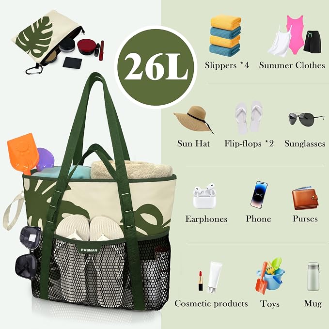 Beach Bag with Zipper