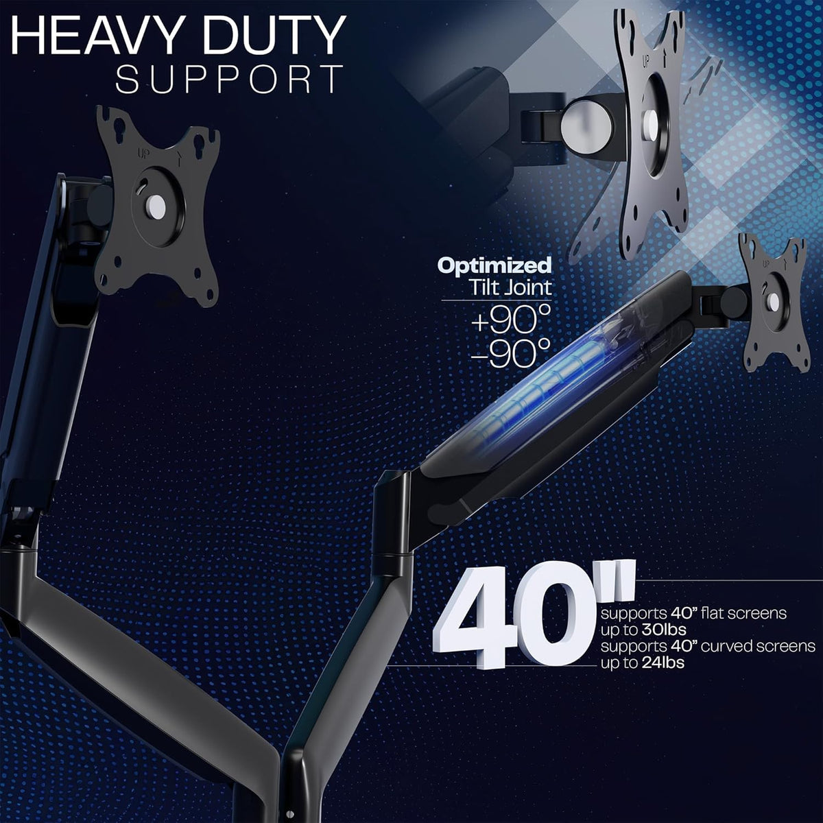 VIVO Premium Aluminum Heavy Duty Dual Monitor Arm for Ultrawide Monitors up to 40 inches and 30 lbs Each, Desk Mount Stand, Pneumatic Height, Max VESA 100x100, Black, STAND-V220Q