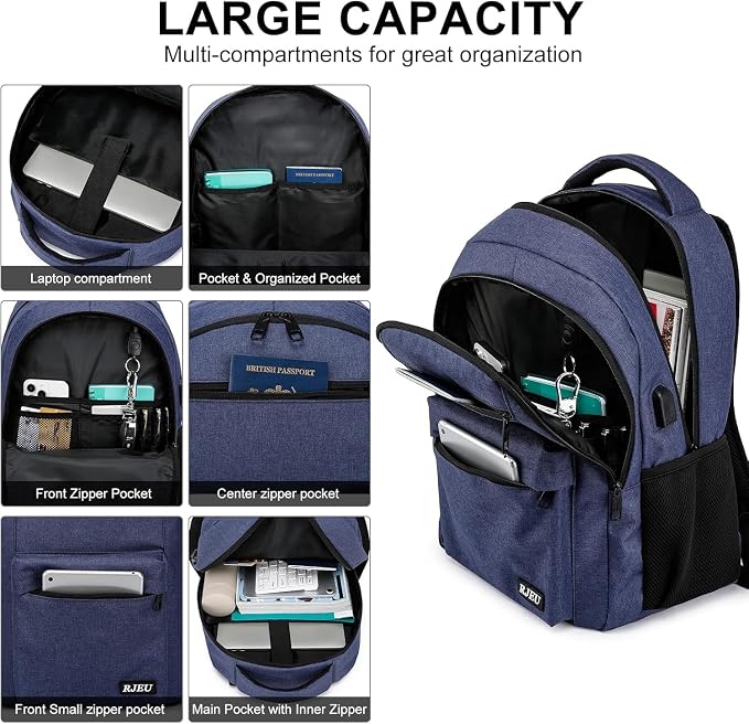School Backpack for Teen Boys, 17.3 Inch Laptop, USB Charging Port, Anti-Theft