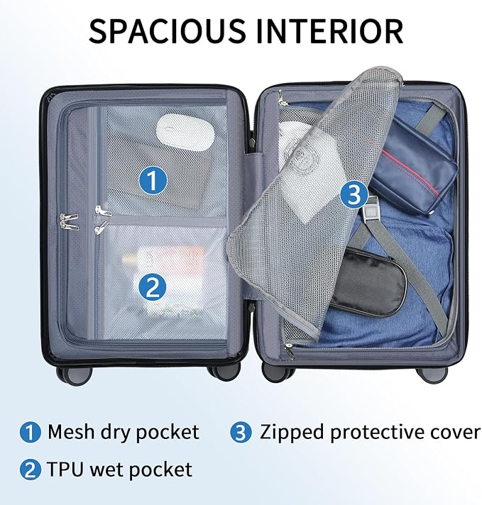 KROSER Hardside Expandable Carry On Luggage 22x14x9 Airline Approved