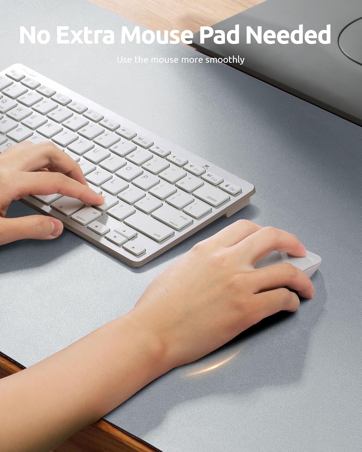 YSAGi Leather Desk Pad Protector, Office Desk Mat, Large Mouse Pad, Non-Slip PU Leather Desk Blotter, Laptop Desk Pad, Waterproof Desk Writing Pad for Office and Home (Silver, 23.6" x 13.8")
