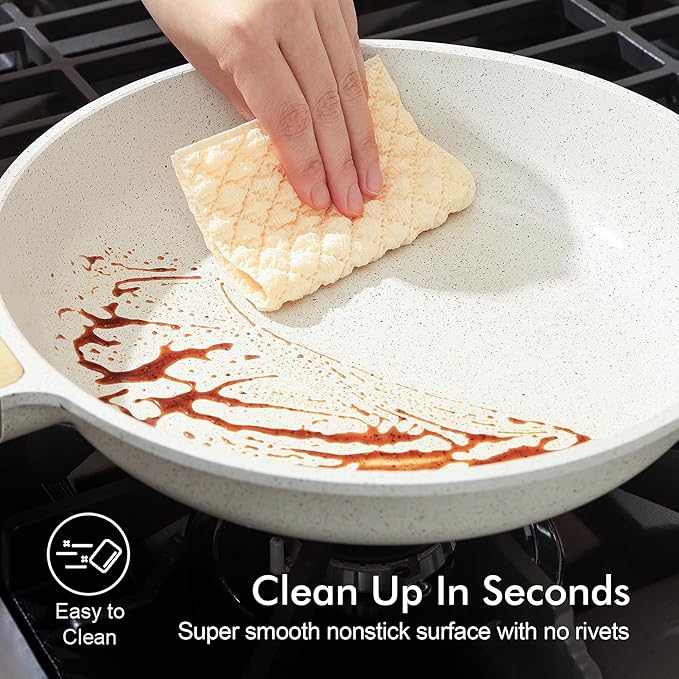 SENSARTE Nonstick Ceramic Frying Pan Skillet, 12.5 Inch Omelet Pan, Healthy Non