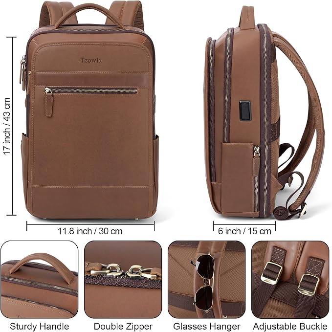 Tzowla Leather Laptop Backpack, Bag