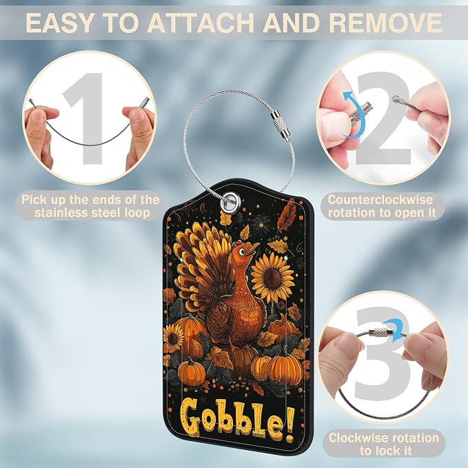 2 Pack Pumpkin and Sunflower Luggage Tags