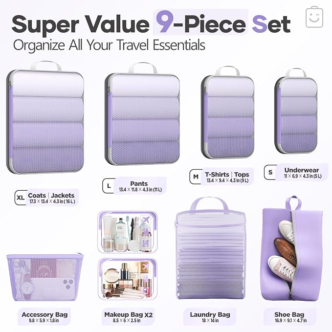 Veken 9/11 Set Compression Packing Cubes