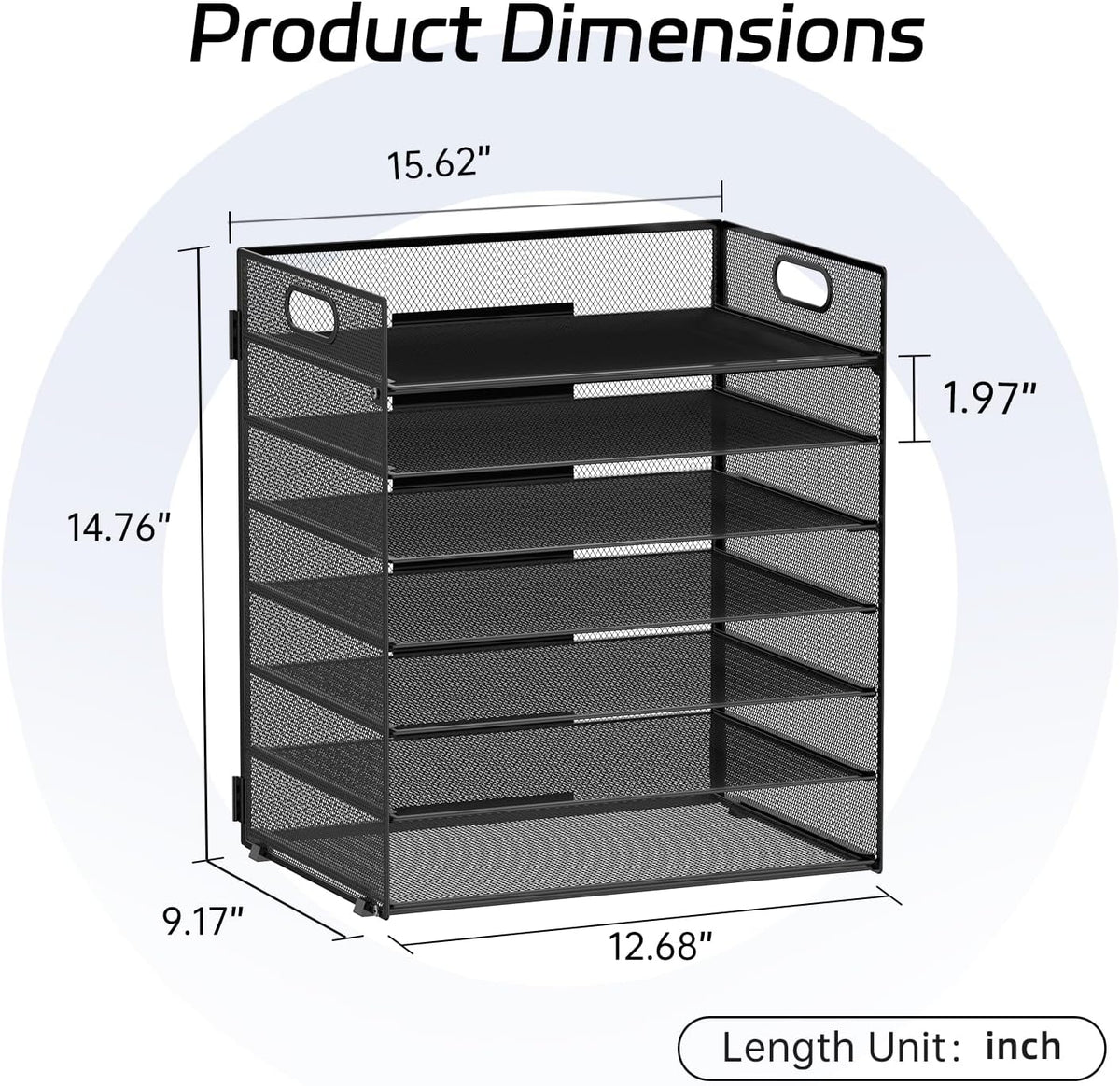7-Tier Paper Organizer for Desk, Letter Tray with Handle Mesh Desk File Organizer, Workspace Organizers, Paper Sorter Organizer for Office Home School (Black)