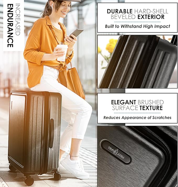 Hard Shell Luggage Sets with Spinner Wheels 4 Piece, Expandable Large Suitcases