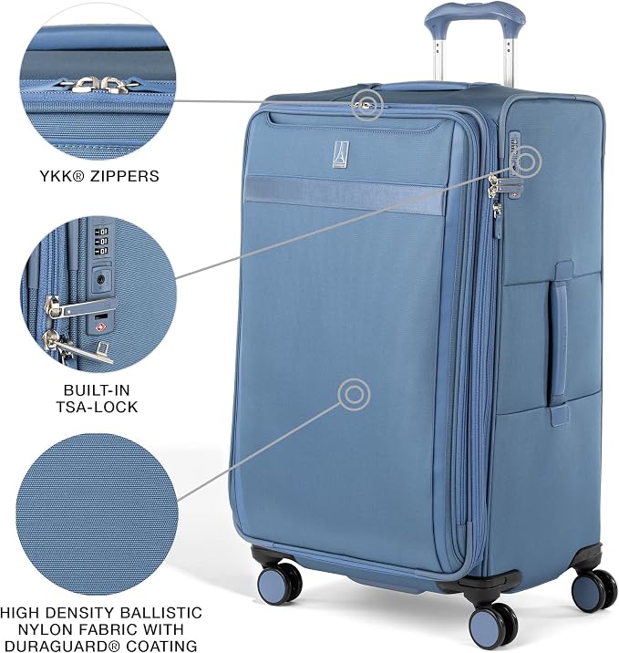 Travelpro VersaPack+ Lightweight Softside Expandable Checked Luggage, 8 Spinner