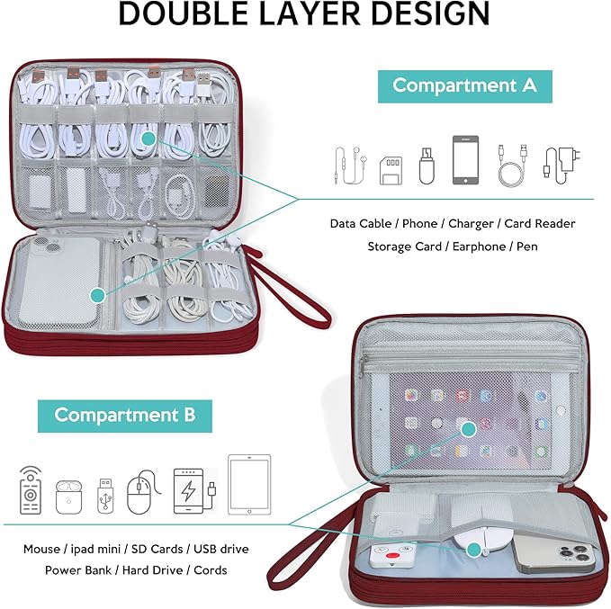 CILLA Electronics Organizer Travel, Travel Cord Organizer Case, Compact