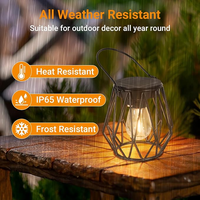 Solar Lanterns Outdoor Waterproof, Upgraded Powered Hanging Solar Lights