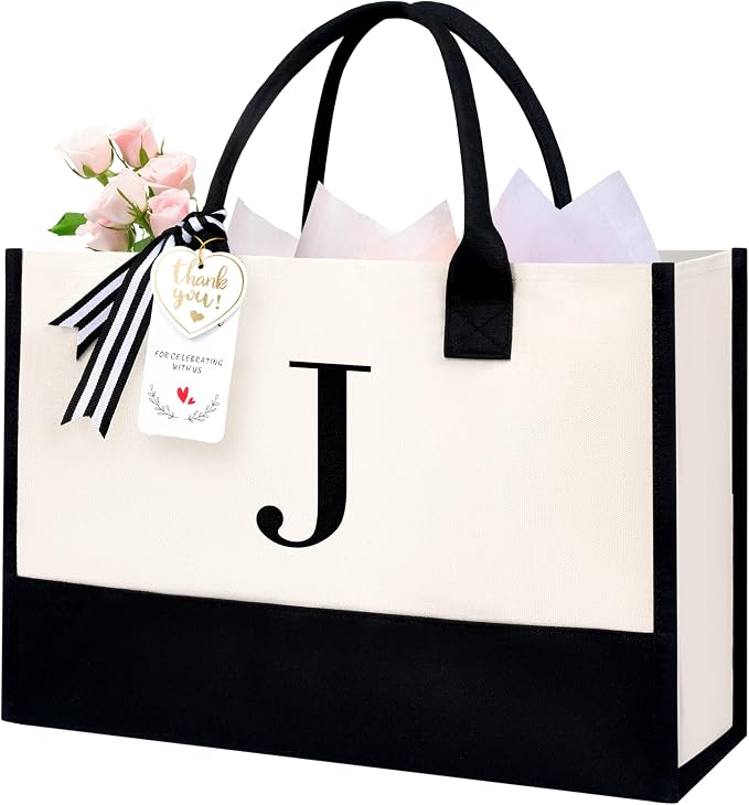 BAGAIL Initial Tote Bag, Personalized Birthday Gifts