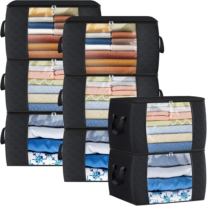 Fab totes 24 Gallons Clothes Storage, Foldable Thick Fabric Blanket Storage Bags