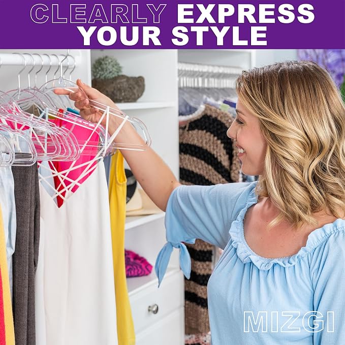 MIZGI 20 Pack Clear Plastic Hangers
