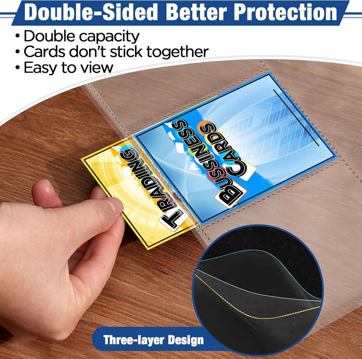 648 Pockets Double Side Trading Card Sleeves, Fabmaker 9 Pocket Card Sleeves Binder Sheets for 3 Ring Binder, Long-Lasting Trading Cards Binder Sleeves Fit for MTG, Baseball, Game, Business Cards