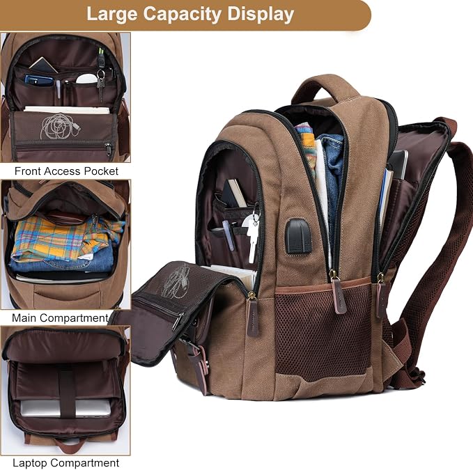 Mactso Canvas Travel Laptop Backpack