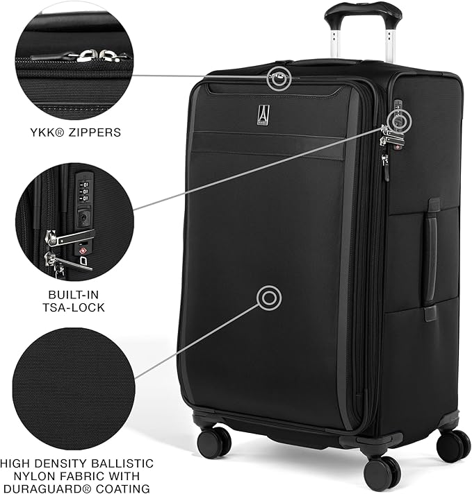 Travelpro VersaPack+ Lightweight Softside Expandable Checked Luggage, 8 Spinner