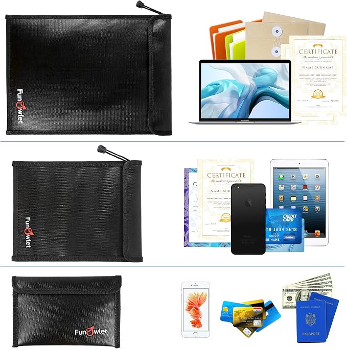 FunOwlet Fireproof Waterproof Document Bag, Fire and Water Resistant Safe