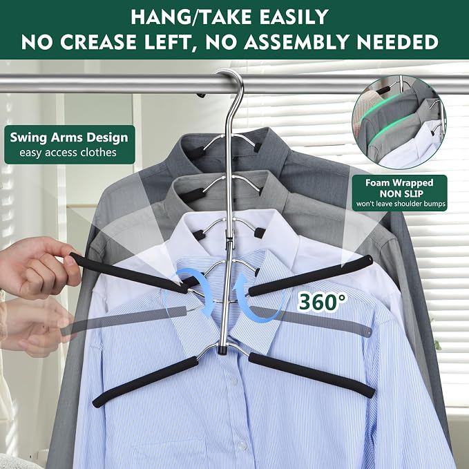 DOIOWN Clothes Hangers Space Saving: 6 Tier Coat Hanger Space Saving Hangers
