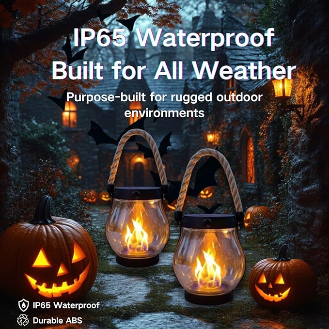 Solar Lantern Outdoor Lights, Flickering LED
