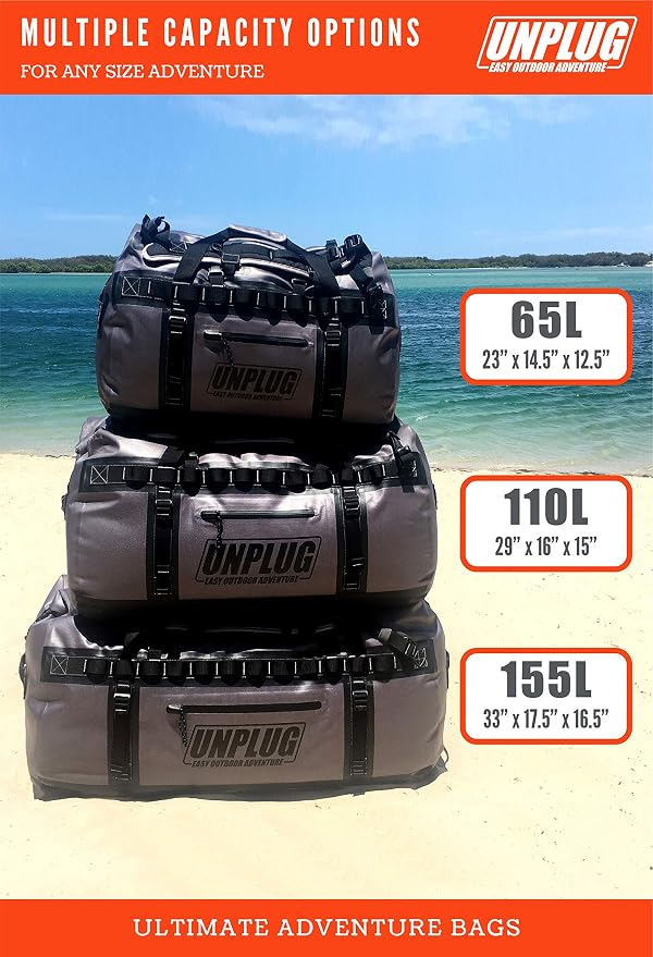 UNPLUG Waterproof Bags for Travel -1680D Heavy Duty Waterproof Duffel Bag for