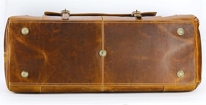 KomalC Leather Duffel Bags for Men and Women Full Grain Leather Travel