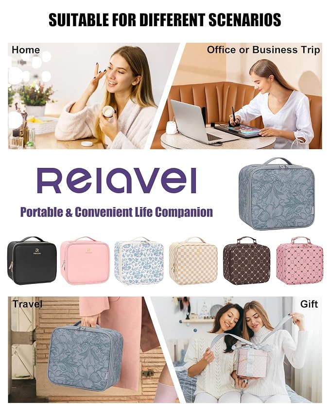 Relavel Travel Makeup Bag With LED Mirror