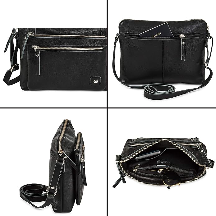 Wise Owl Accessories Small Soft Pebbled Real Leather Crossbody Handbags Purses
